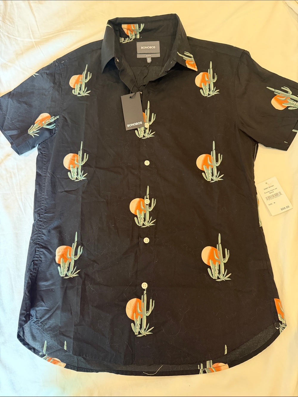 Bonobos Black Short-Sleeve Cactus & Sunset Print Button-Down Shirt